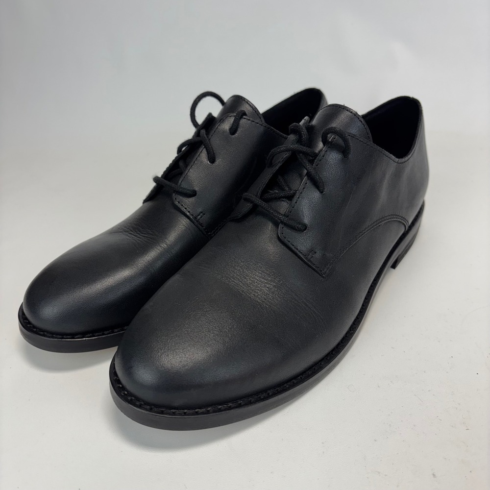 Eileen Fisher Oxford Shoes Women 7.5 Black Leather Lace Up Derby Minimalist Work